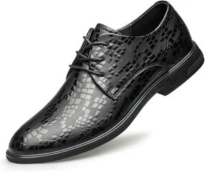 Men's Genuine Leather Dress Shoes Formal Business Oxfords Pointed Toe Lace Up Derby Shoes