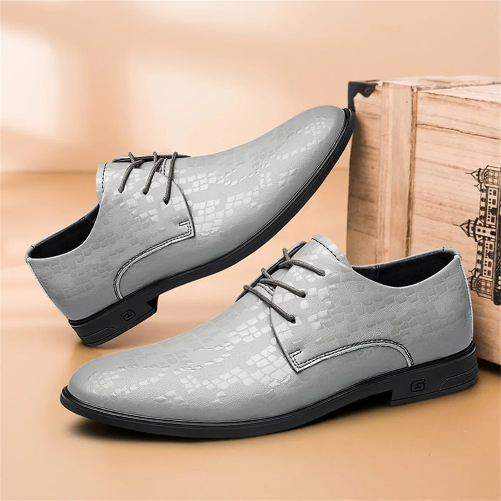 Men's Genuine Leather Dress Shoes Formal Business Oxfords Pointed Toe Lace Up Derby Shoes