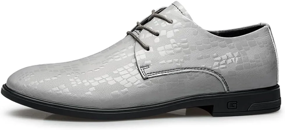 Men's Genuine Leather Dress Shoes Formal Business Oxfords Pointed Toe Lace Up Derby Shoes