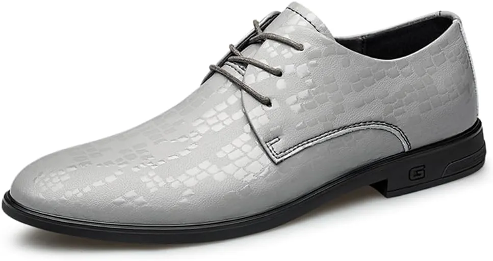Men's Genuine Leather Dress Shoes Formal Business Oxfords Pointed Toe Lace Up Derby Shoes
