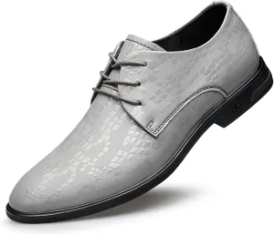 Men's Genuine Leather Dress Shoes Formal Business Oxfords Pointed Toe Lace Up Derby Shoes