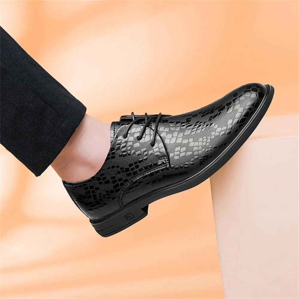 Men's Genuine Leather Dress Shoes Formal Business Oxfords Pointed Toe Lace Up Derby Shoes