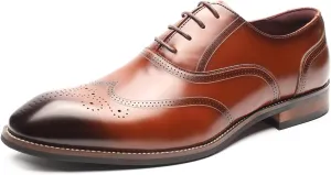 Mens Lace-Up Wingtip Oxford Shoes Business Formal Derby Lightweight Leather Shoes