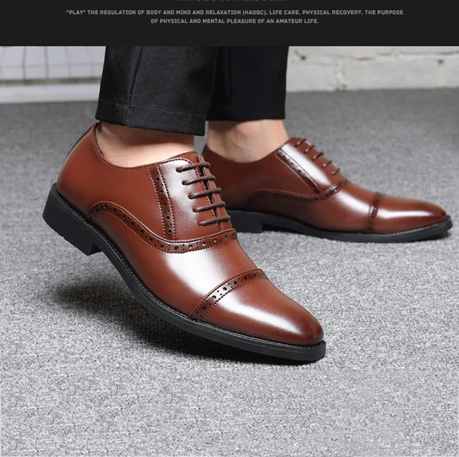 Men's Lace-Ups Classic Oxford Formal Business Dress Shoes Brogues Derbys Shoes for Men