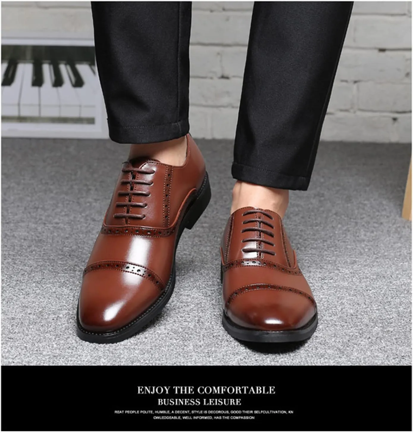 Men's Lace-Ups Classic Oxford Formal Business Dress Shoes Brogues Derbys Shoes for Men