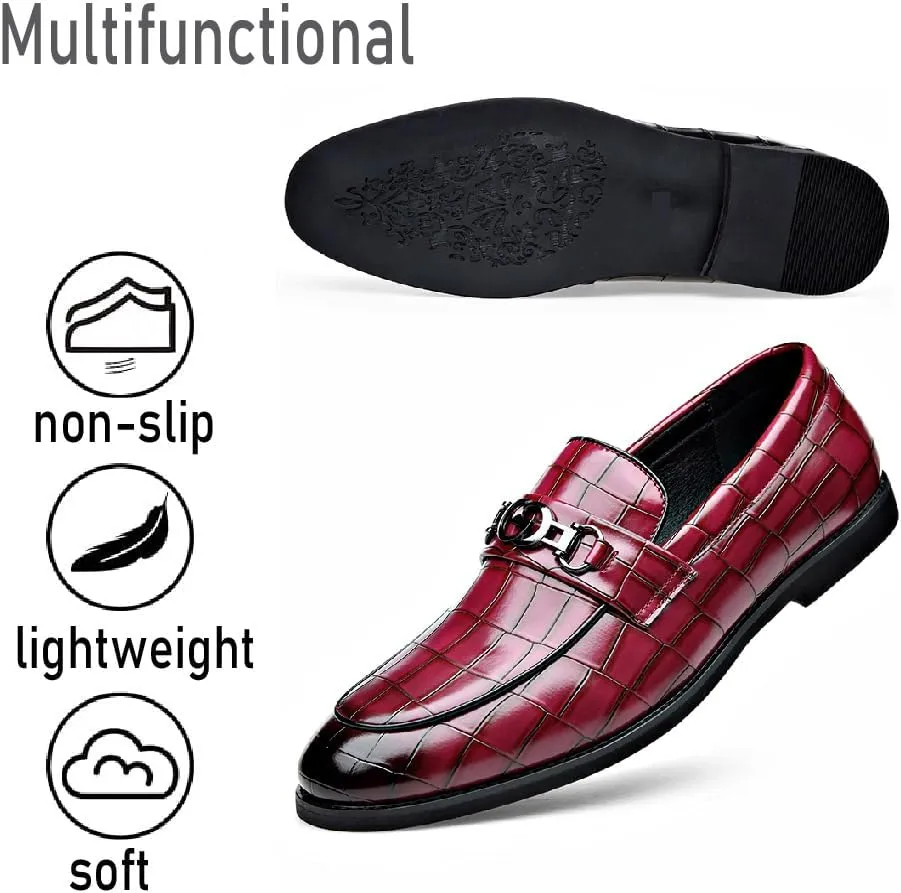 Mens Leather Dress Shoes Casual Comfort Loafers Fashion Classic Business Shoes Non-Slip Breathable Driving Shoes
