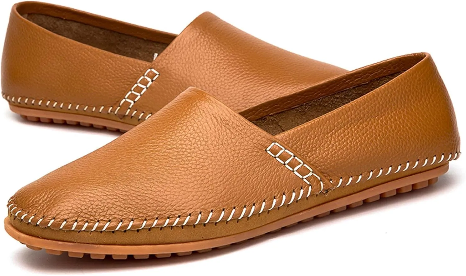 Men's Leather Loafers, Casual Flats, Lightweight Design, Hand-Stitched, Comfortable, Soft, Stylish, Suitable for Daily Travel, Driving, Going Out, Dating and Other Occasions wear All Seasons