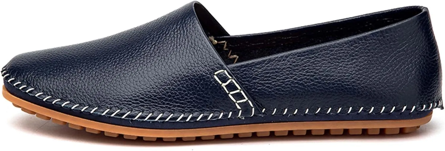 Men's Leather Loafers, Casual Flats, Lightweight Design, Hand-Stitched, Comfortable, Soft, Stylish, Suitable for Daily Travel, Driving, Going Out, Dating and Other Occasions wear All Seasons