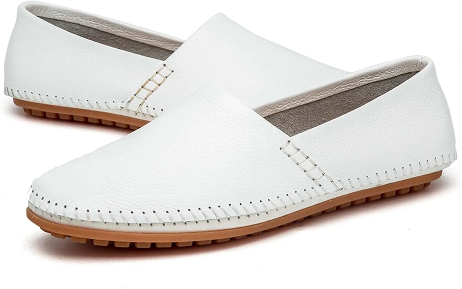 Men's Leather Loafers, Casual Flats, Lightweight Design, Hand-Stitched, Comfortable, Soft, Stylish, Suitable for Daily Travel, Driving, Going Out, Dating and Other Occasions wear All Seasons