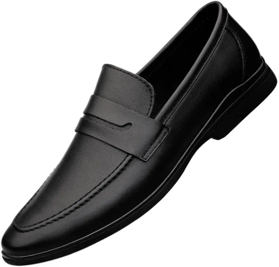 Mens Leather Shoes Wedding Modern Business Wingtip Classic Round-Toe Low Top Block High Heel
