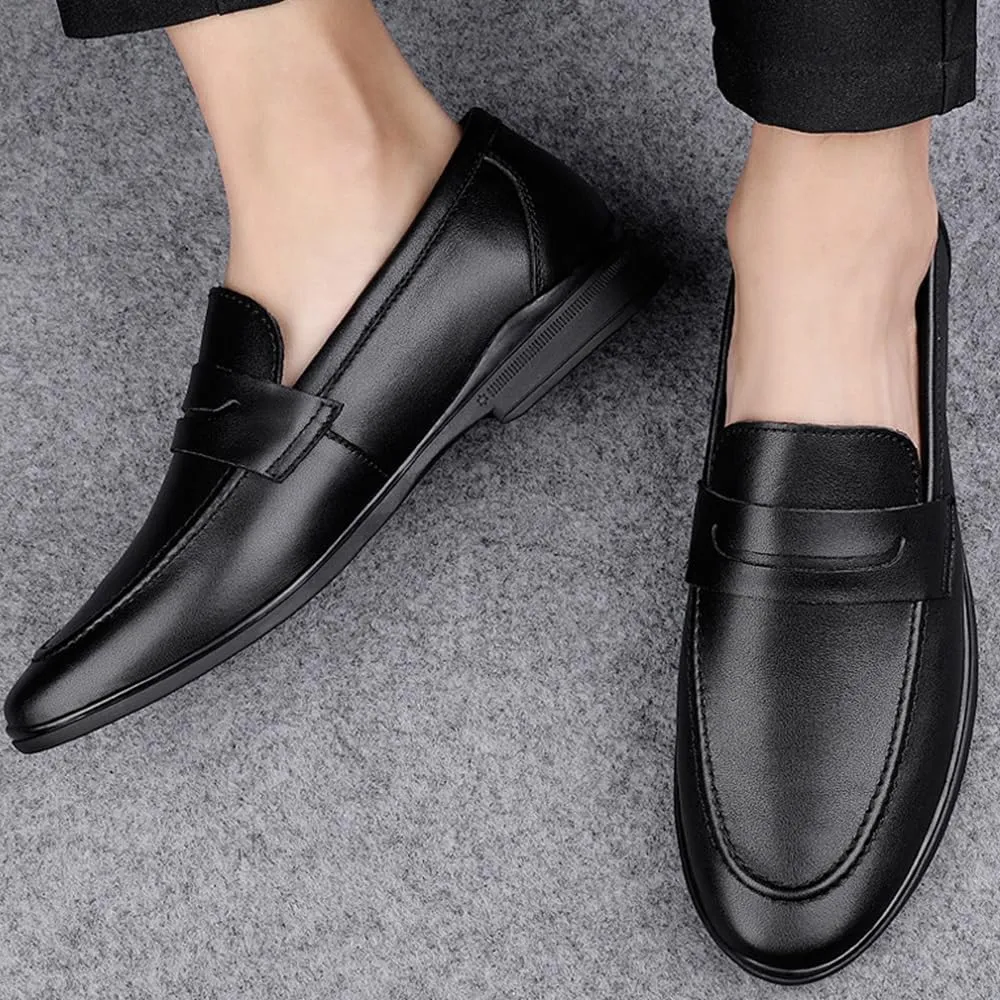 Mens Leather Shoes Wedding Modern Business Wingtip Classic Round-Toe Low Top Block High Heel
