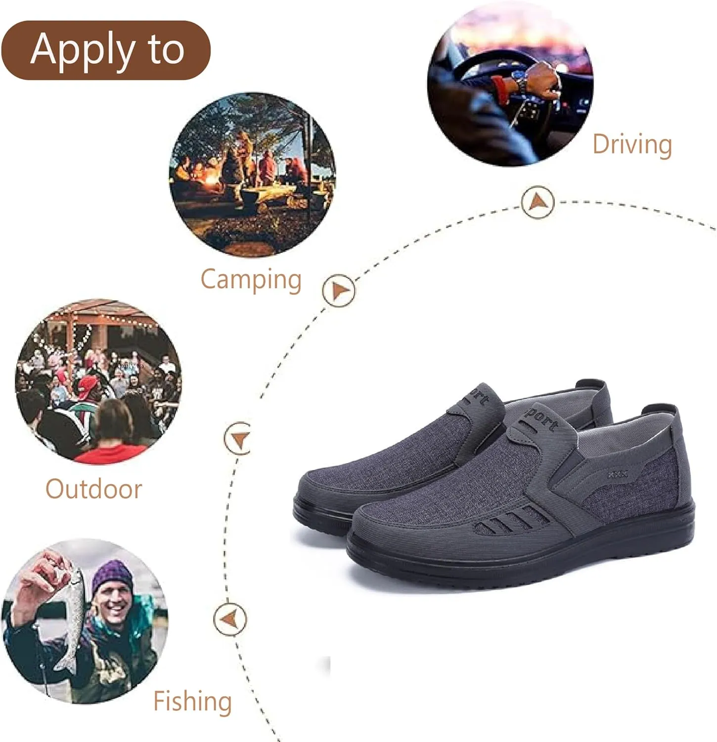 Mens Loafers Casual Lightweight Canvas Walking Breathable Soft Sole Work Non-Slip Driving Shoes