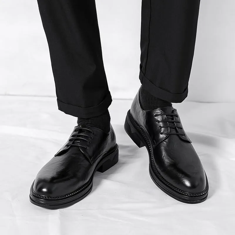 Mens Loafers Party Classic Business Lace Up Dress Shoes Business Fashion Classic Pointed Toe Low Top Leather Dress Shoes