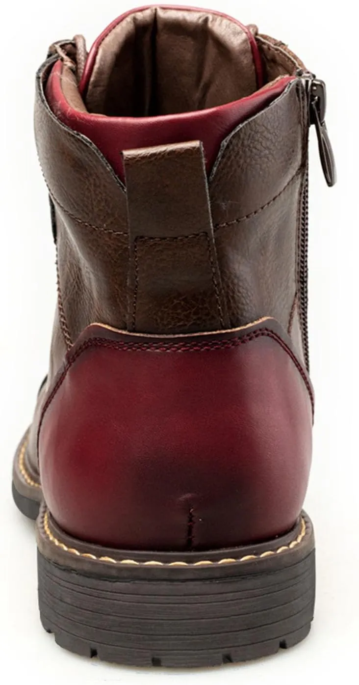 Men's Motorcycle Boots Brown Combat Casual Dress Boot for Men