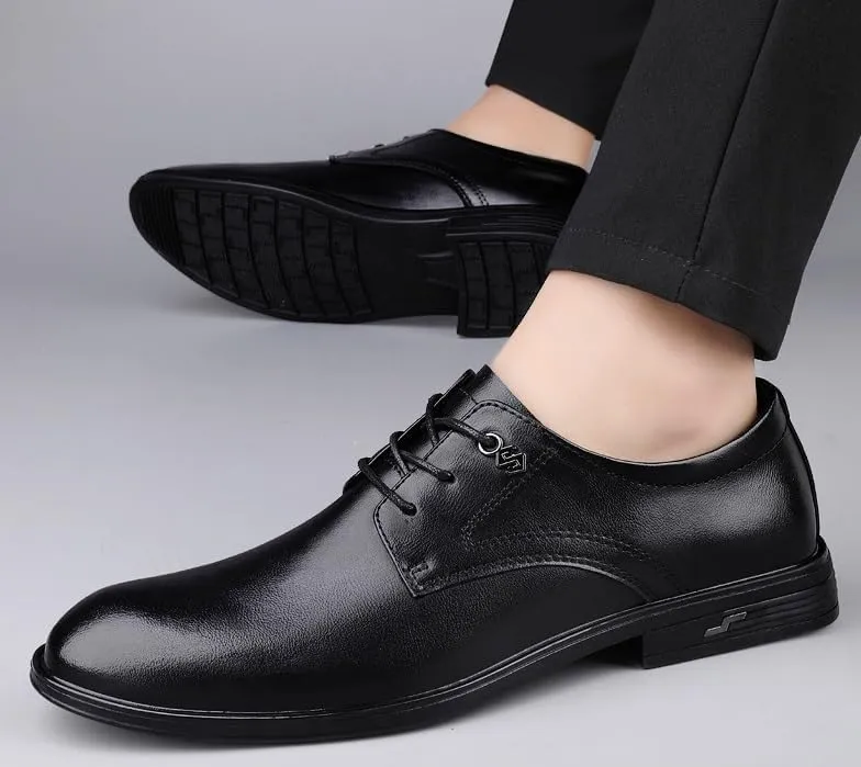 Men's Oxford Shoes Classic Lace Up Formal Tuxedo Derby Shoes Fashion Leather Low Heels Dress Shoes for Men(7.5)