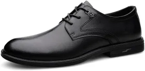 Men's Oxford Shoes Classic Lace Up Formal Tuxedo Derby Shoes Fashion Leather Low Heels Dress Shoes for Men(7.5)