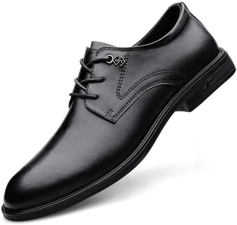 Men's Oxford Shoes Classic Lace Up Formal Tuxedo Derby Shoes Fashion Leather Low Heels Dress Shoes for Men(7.5)
