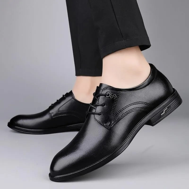 Men's Oxford Shoes Classic Lace Up Formal Tuxedo Derby Shoes Fashion Leather Low Heels Dress Shoes for Men(7.5)