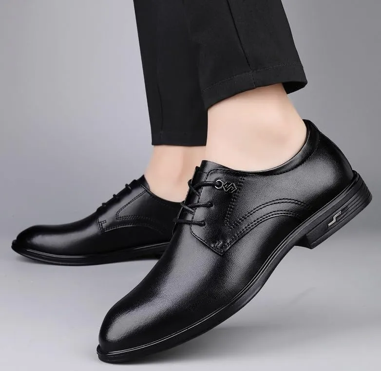 Men's Oxford Shoes Classic Lace Up Formal Tuxedo Derby Shoes Fashion Leather Low Heels Dress Shoes for Men(7.5)