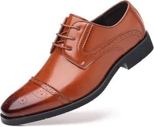 Men's Oxfords Formal Dress Shoes Fashion Wingtip Lace-up Classic Business Non-Slip Brogues Shoes for Men