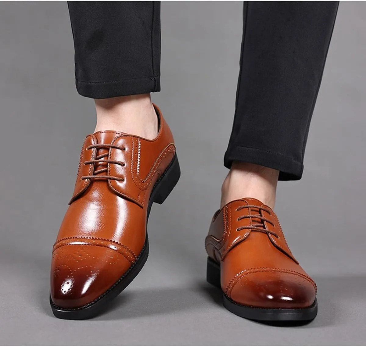 Men's Oxfords Formal Dress Shoes Fashion Wingtip Lace-up Classic Business Non-Slip Brogues Shoes for Men