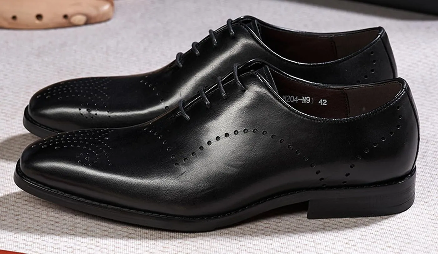 Mens Oxfords Formal Dress Suit Shoes Genunie Leather Wingtip Brogues Modern Shoes Men's Fashion Prom Wedding Business Casual Derby Comfortable Tuxedo Shoes for Men