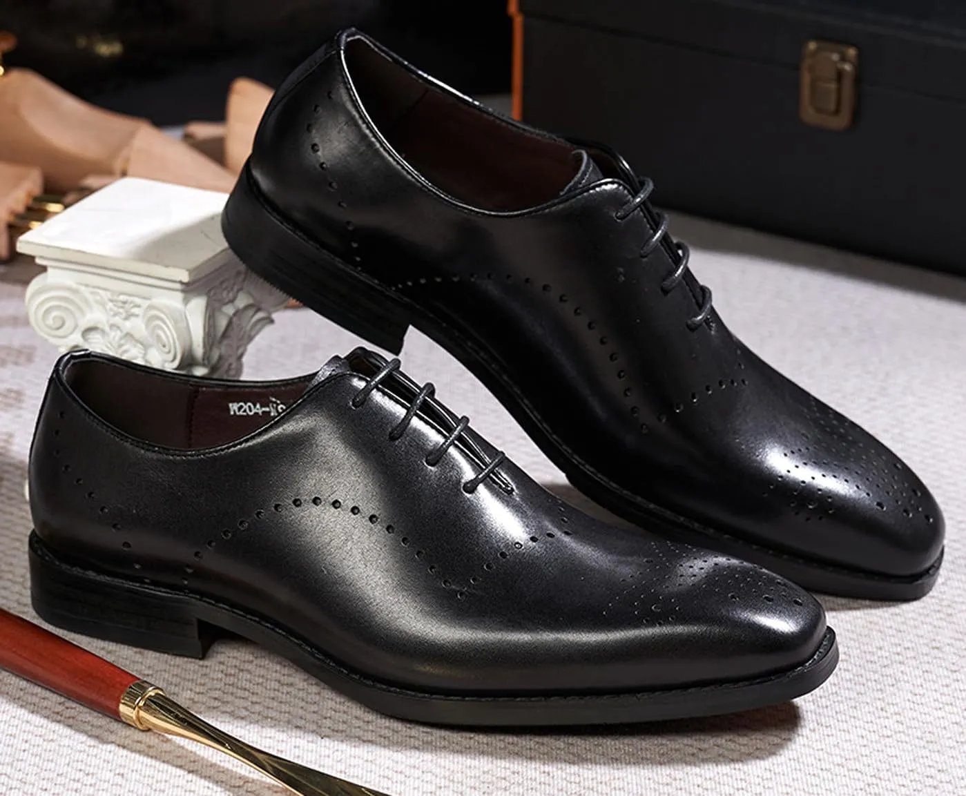 Mens Oxfords Formal Dress Suit Shoes Genunie Leather Wingtip Brogues Modern Shoes Men's Fashion Prom Wedding Business Casual Derby Comfortable Tuxedo Shoes for Men