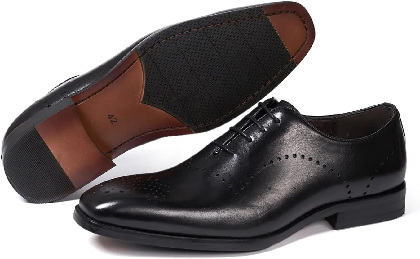 Mens Oxfords Formal Dress Suit Shoes Genunie Leather Wingtip Brogues Modern Shoes Men's Fashion Prom Wedding Business Casual Derby Comfortable Tuxedo Shoes for Men