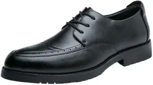 Men's Retro Dress Shoes Vintage Business Formal Comfortable Lace Up Low Top Leather Oxfords
