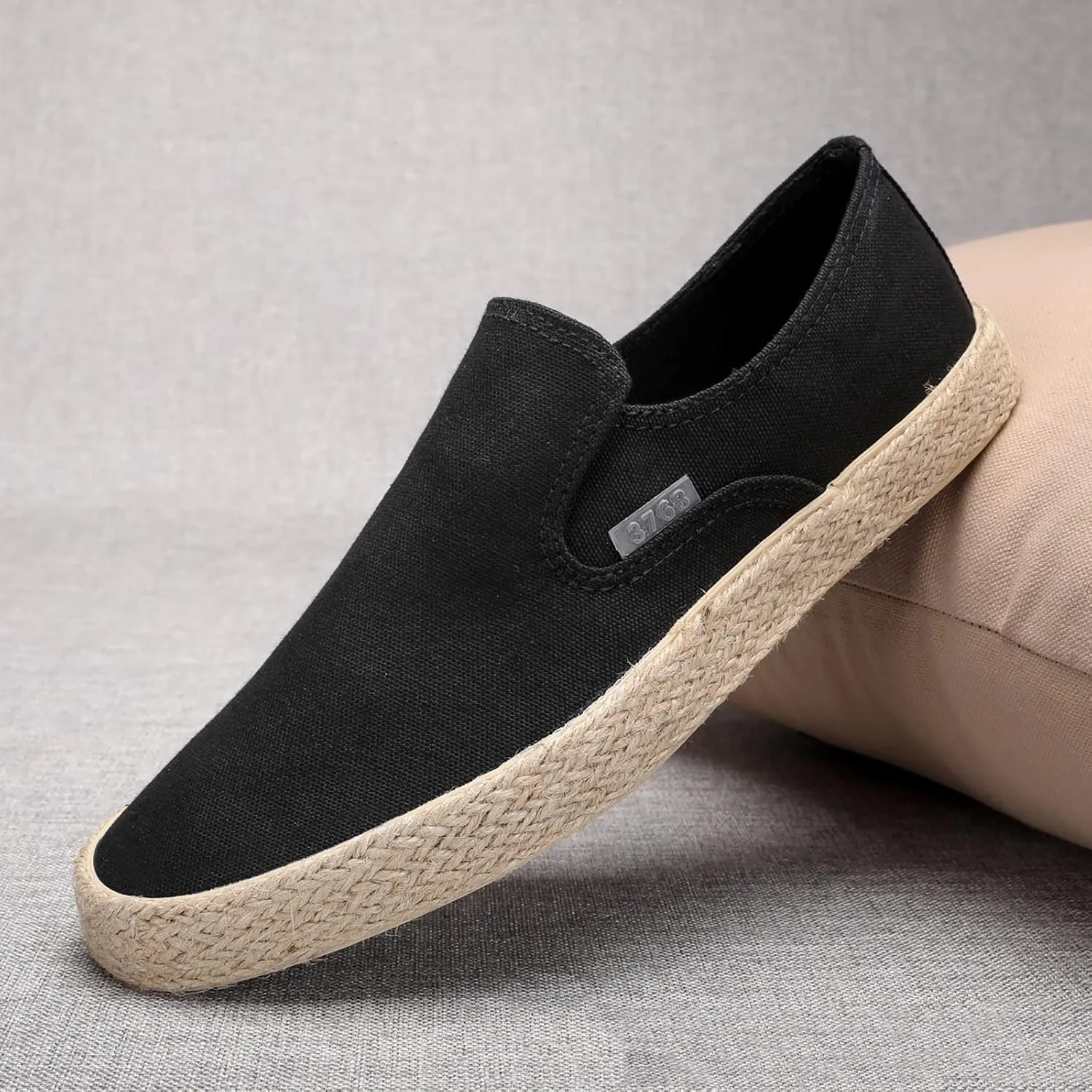Mens Slip On Sneakers Comfortable Wide Width Espadrilles Casual Sneakers Flat Walking Shoes Breathable Lightweight Canvas Sport Shoes