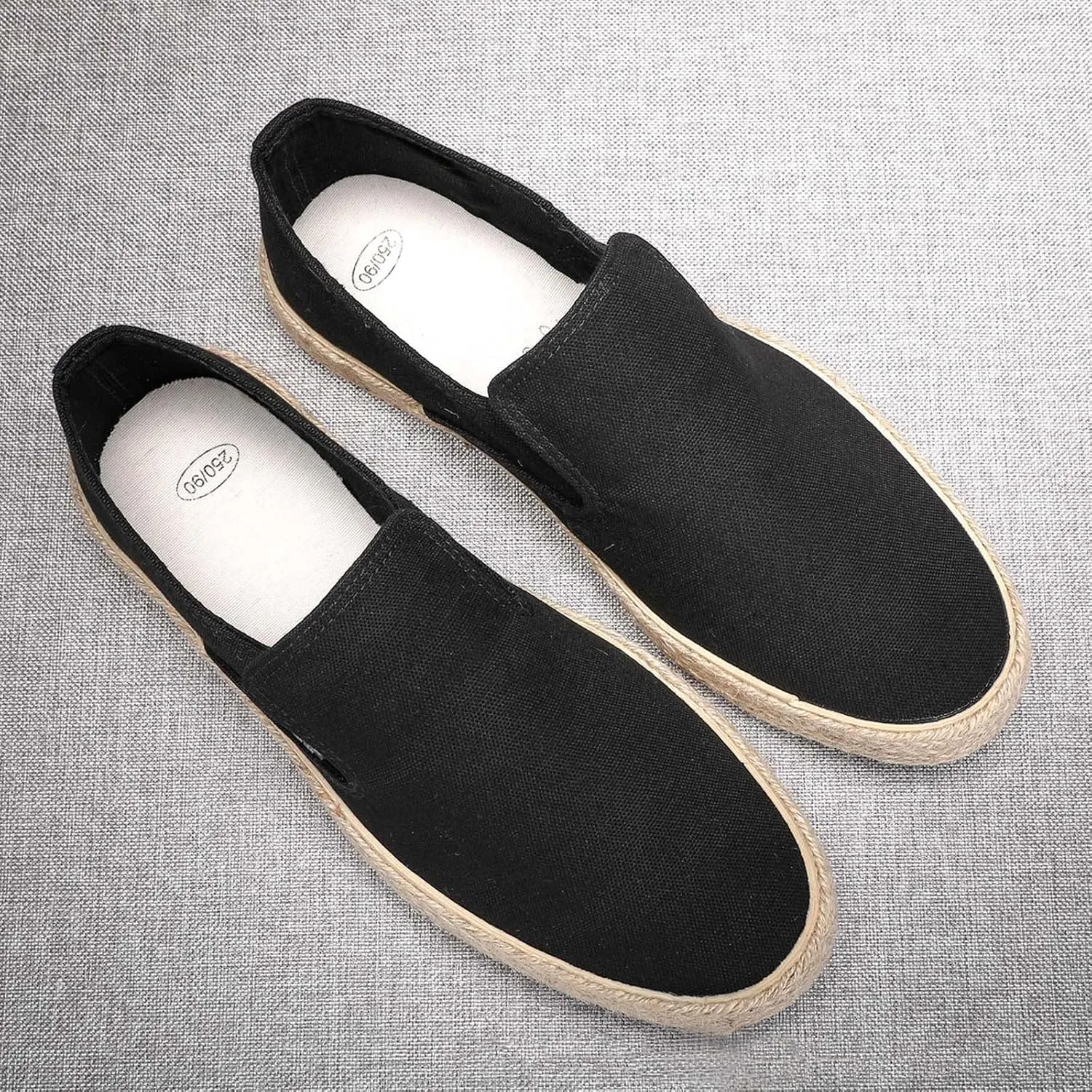Mens Slip On Sneakers Comfortable Wide Width Espadrilles Casual Sneakers Flat Walking Shoes Breathable Lightweight Canvas Sport Shoes