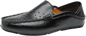 Men's Smoking Loafers - Breathable Moccasins, Simple Leather, Flexible, Flat Heel, Slip-On Driving Shoes, Anti-Slip & Resistant