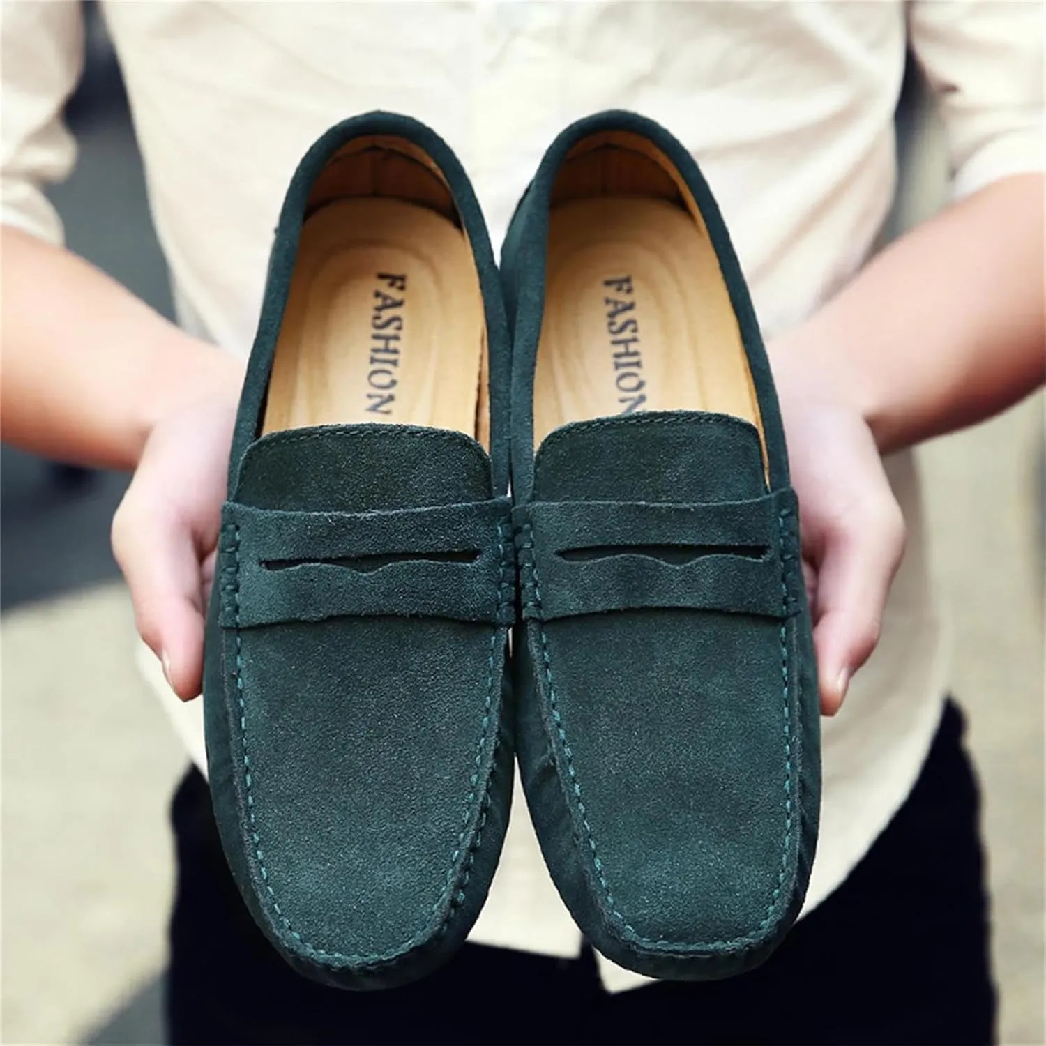 Men's Suede Dress Loafers Slip On Casual Shoes Lightweight Soft Penny Loafers Walking Shoe Driving Boat Shoes for Men