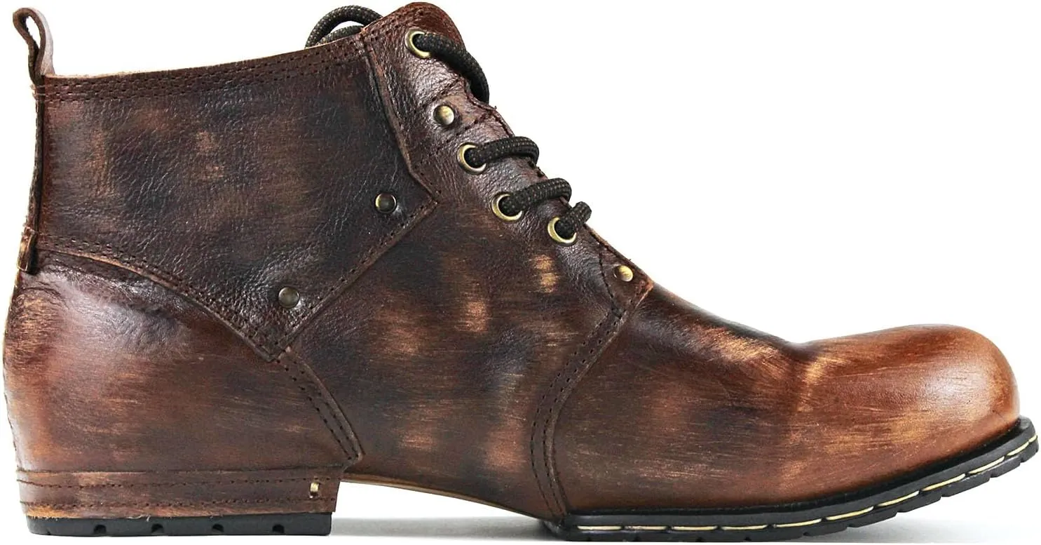 Men's Vintage Brown Chukka Boots Lace-up Motorcycle Casual Leather Dress Ankle Boot for Men Fashion CD-6015-2-Vintage Brown