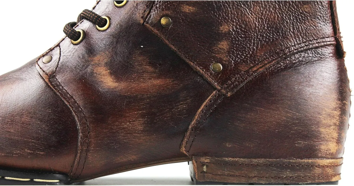 Men's Vintage Brown Chukka Boots Lace-up Motorcycle Casual Leather Dress Ankle Boot for Men Fashion CD-6015-2-Vintage Brown
