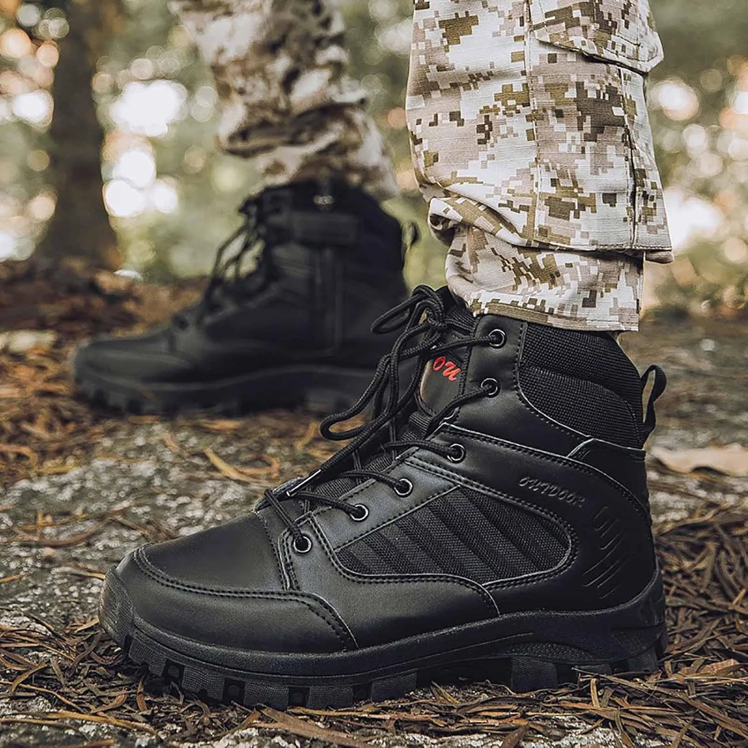 Men's Waterproof Hiking Work Boots, Breathable Military Combat Desert Boots with Sports Socks Military Tactical Boots for Men Outdoor Army Boots