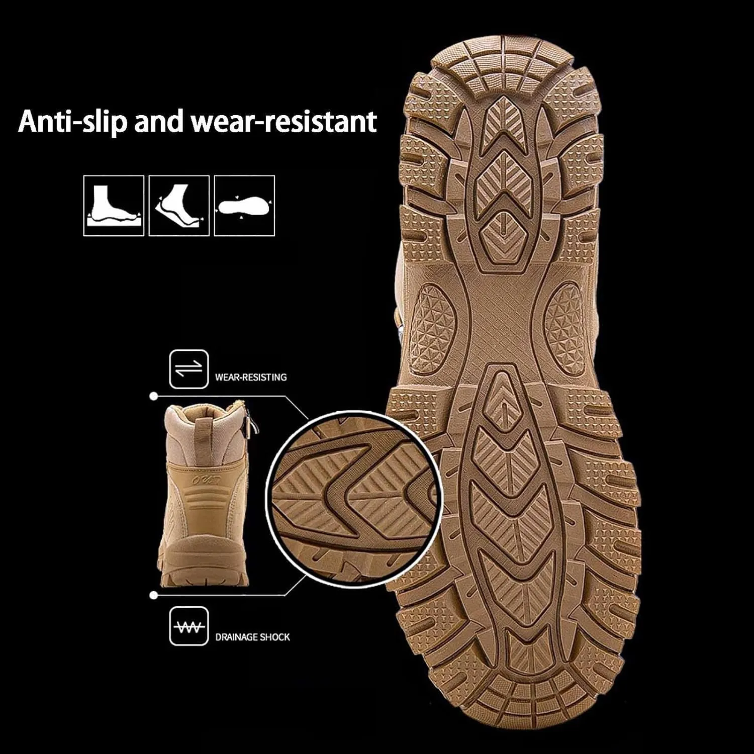 Men's Waterproof Hiking Work Boots, Breathable Military Combat Desert Boots with Sports Socks Military Tactical Boots for Men Outdoor Army Boots