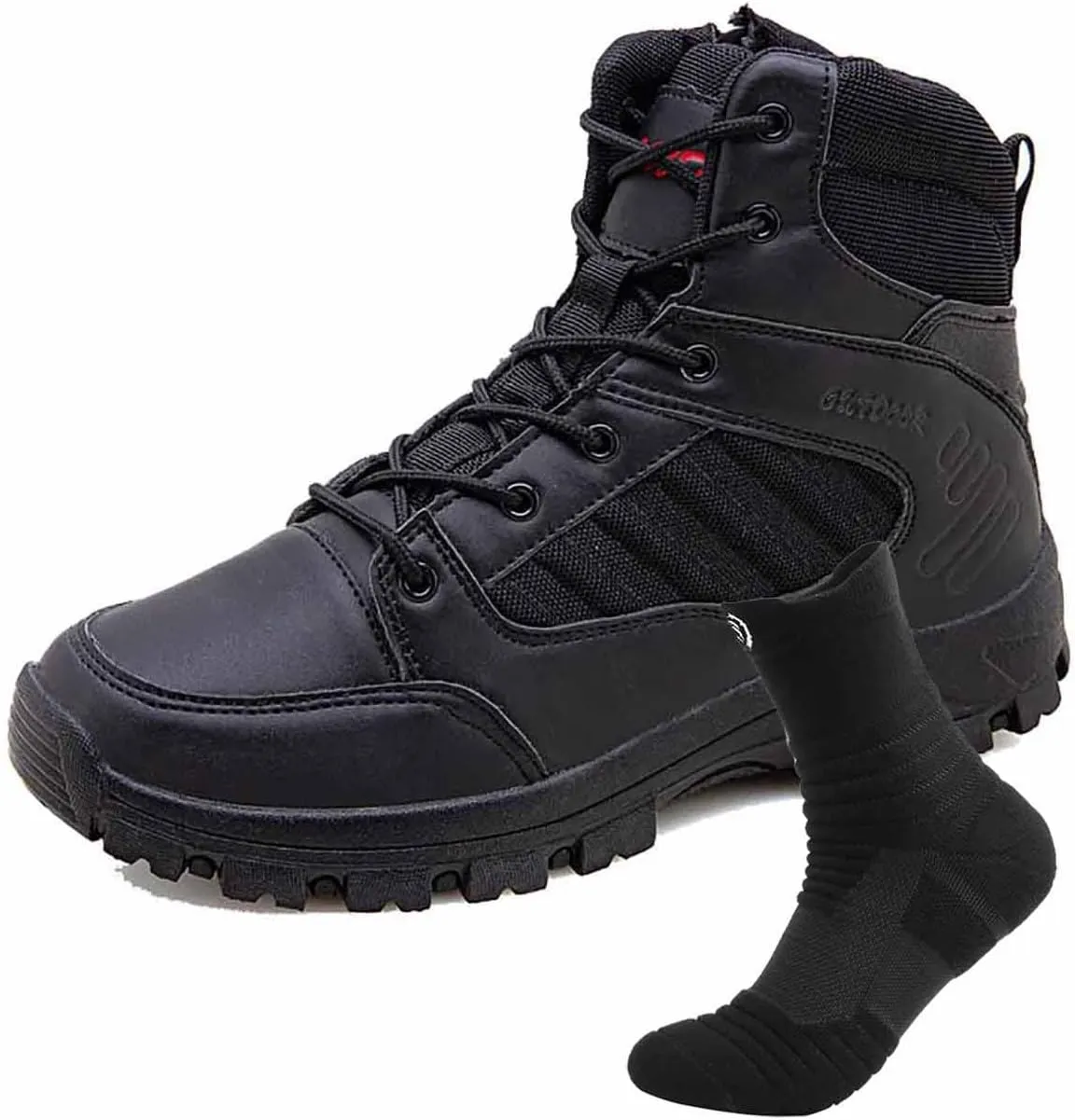 Men's Waterproof Hiking Work Boots, Breathable Military Combat Desert Boots with Sports Socks Military Tactical Boots for Men Outdoor Army Boots