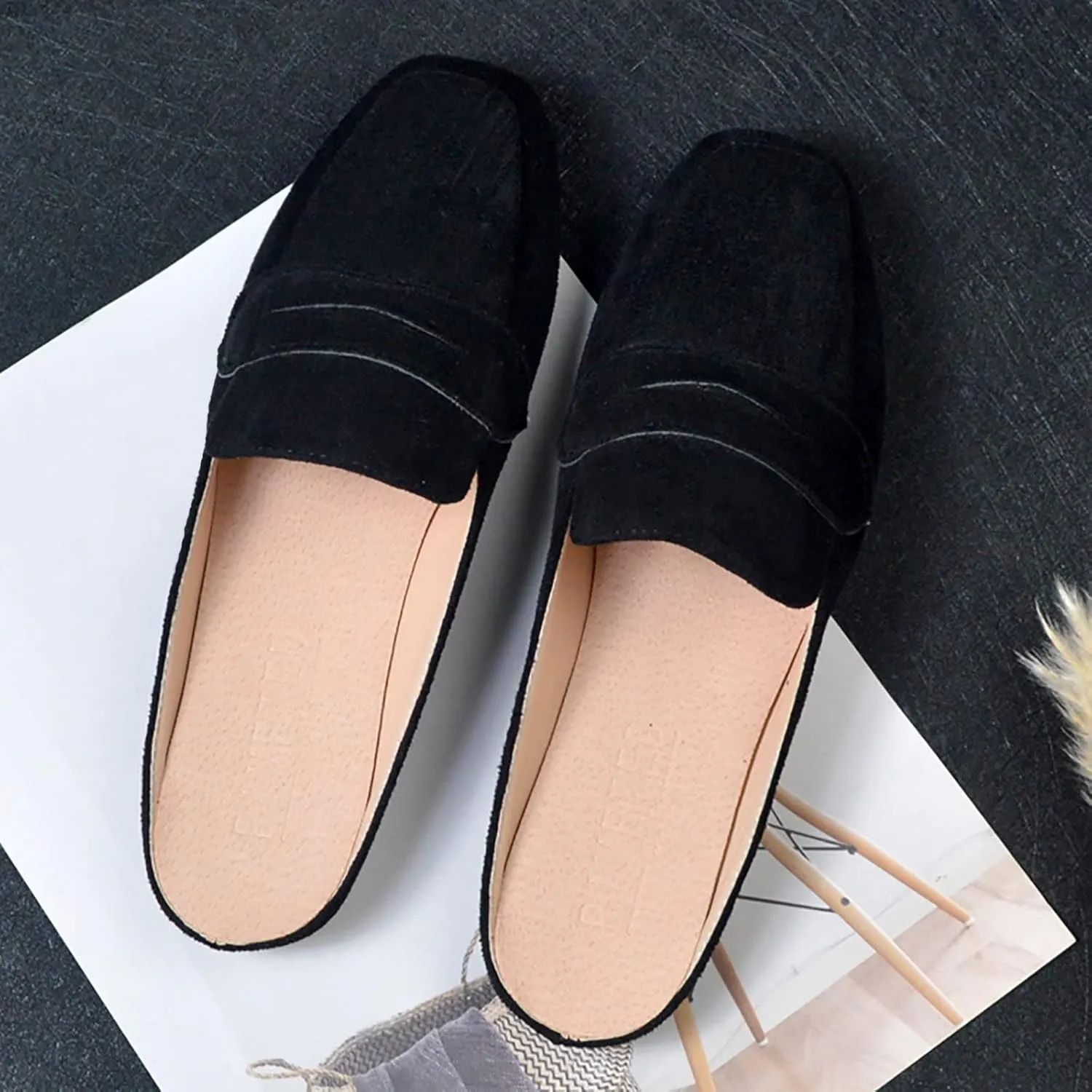 Mules for Women Comfort Dressy Flats Slip on Slides Loafers Backless Mules & Clogs Casual Dress Mules
