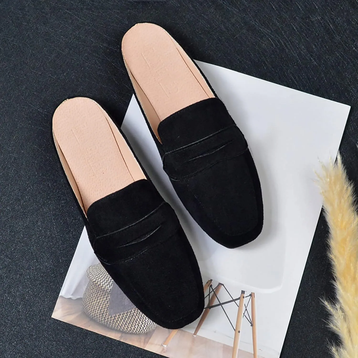 Mules for Women Comfort Dressy Flats Slip on Slides Loafers Backless Mules & Clogs Casual Dress Mules