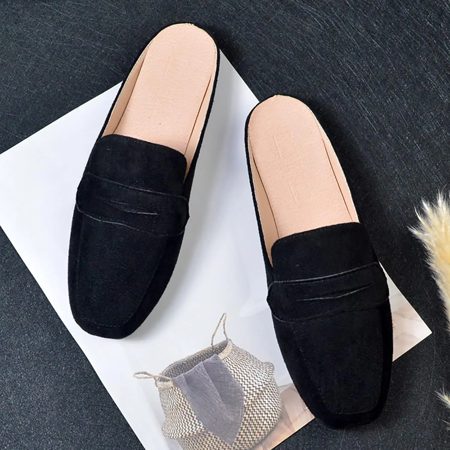 Mules for Women Comfort Dressy Flats Slip on Slides Loafers Backless Mules & Clogs Casual Dress Mules
