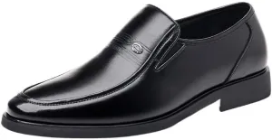 Non-Slip Rubber Flat Dress Shoes for Men Classic Leather Business Dress Loafer Casual Lightweight Soft Walking Shoes