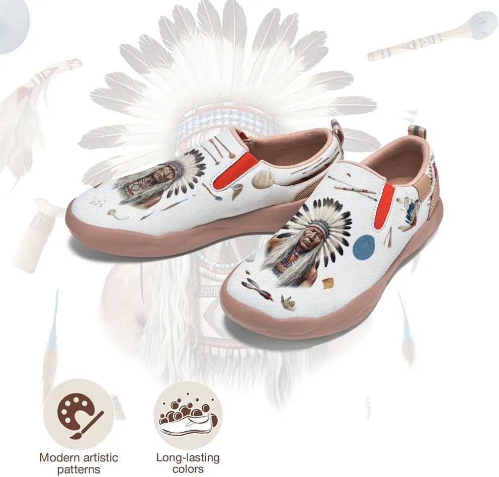 Onehorse Women's Painted Travel Shoes Comfortable Slip-On Indian Chief Style Loafers