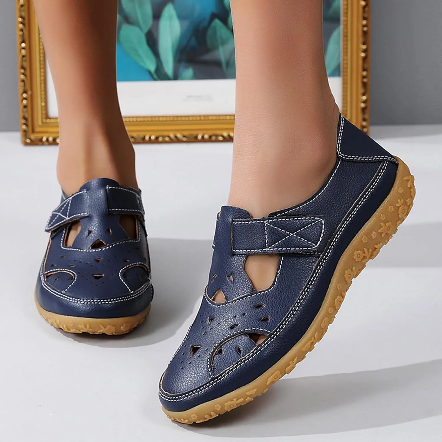 Orthopedic Loafers for Women Summer Dressy 2025 Casual Closed Toe sandal womens Leather Comfortable Soft Sole Ankle Strap Orthotic Beach Shoes Fashion Casual