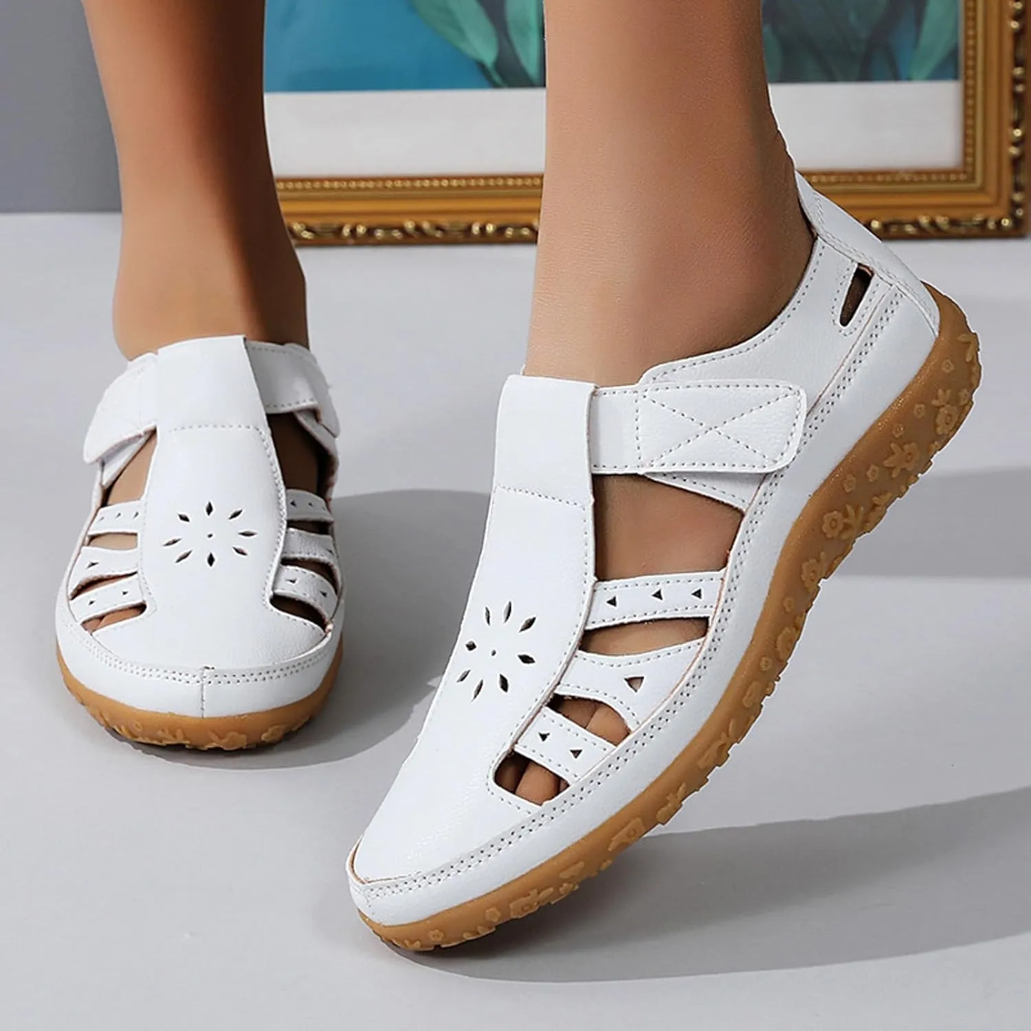 Orthopedic Loafers for Women Summer Dressy 2025 Casual Closed Toe sandal womens Leather Comfortable Soft Sole Ankle Strap Orthotic Beach Shoes Fashion Casual