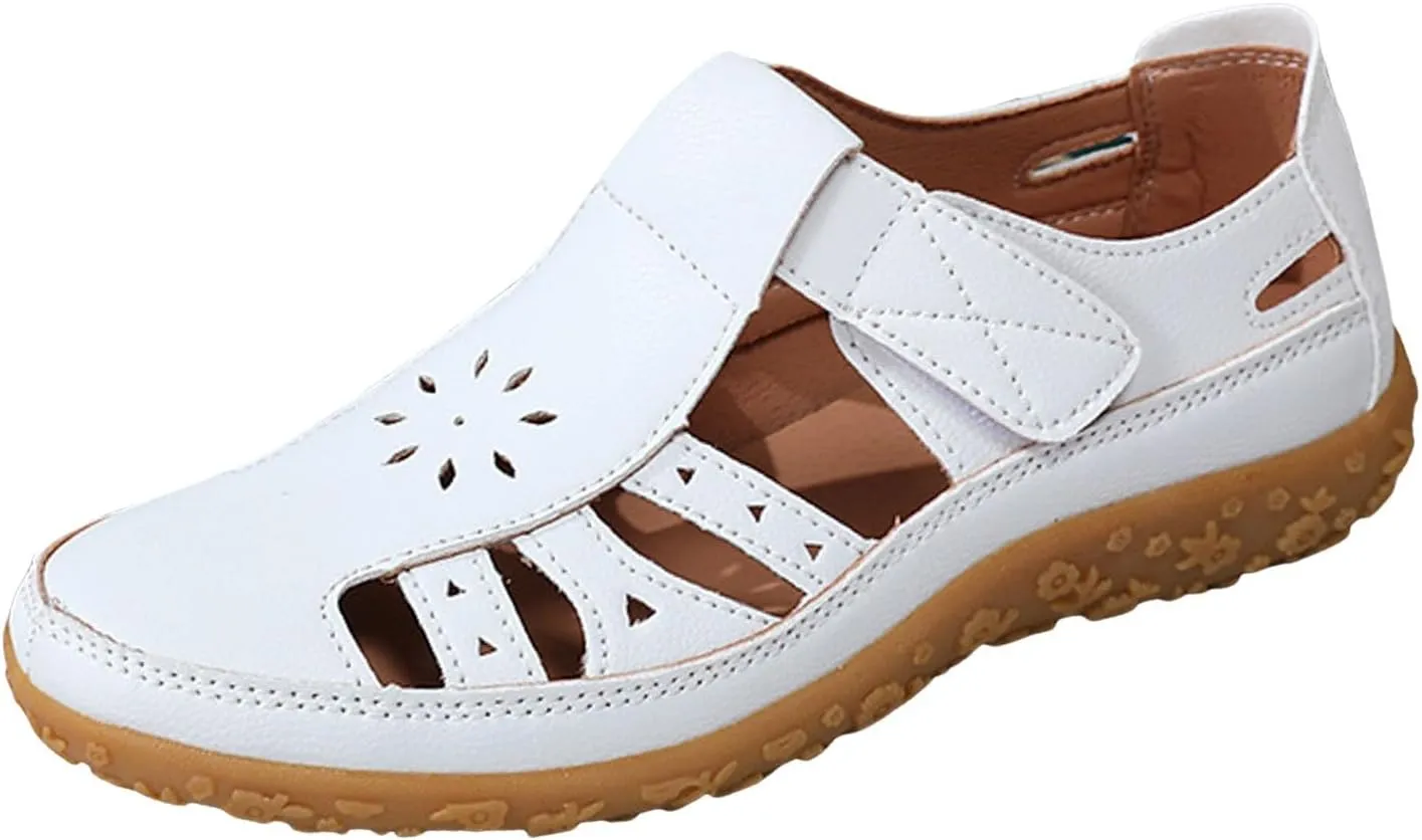 Orthopedic Loafers for Women Summer Dressy 2025 Casual Closed Toe sandal womens Leather Comfortable Soft Sole Ankle Strap Orthotic Beach Shoes Fashion Casual