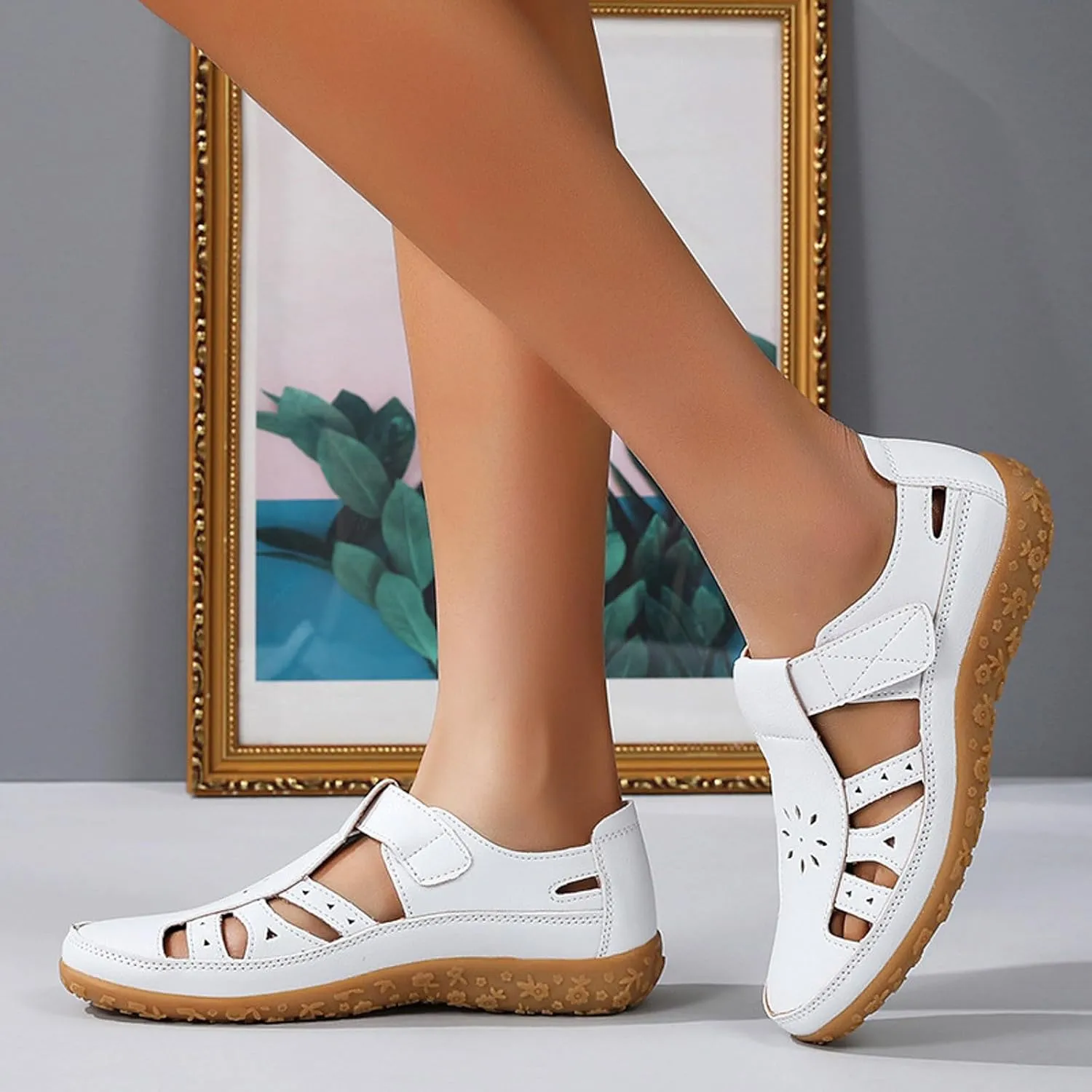 Orthopedic Loafers for Women Summer Dressy 2025 Casual Closed Toe sandal womens Leather Comfortable Soft Sole Ankle Strap Orthotic Beach Shoes Fashion Casual