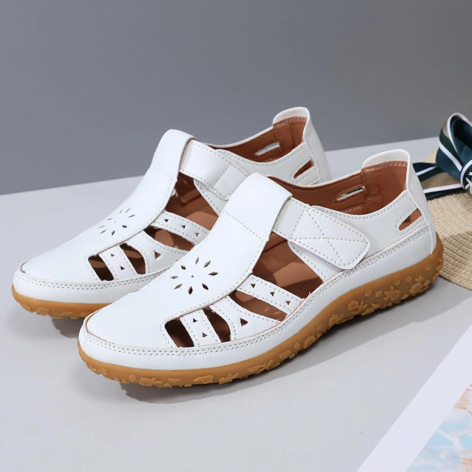 Orthopedic Loafers for Women Summer Dressy 2025 Casual Closed Toe sandal womens Leather Comfortable Soft Sole Ankle Strap Orthotic Beach Shoes Fashion Casual