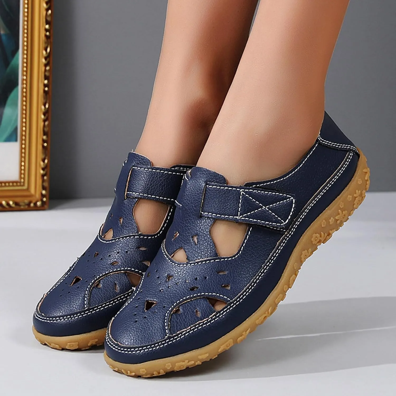 Orthopedic Loafers for Women Summer Dressy 2025 Casual Closed Toe sandal womens Leather Comfortable Soft Sole Ankle Strap Orthotic Beach Shoes Fashion Casual