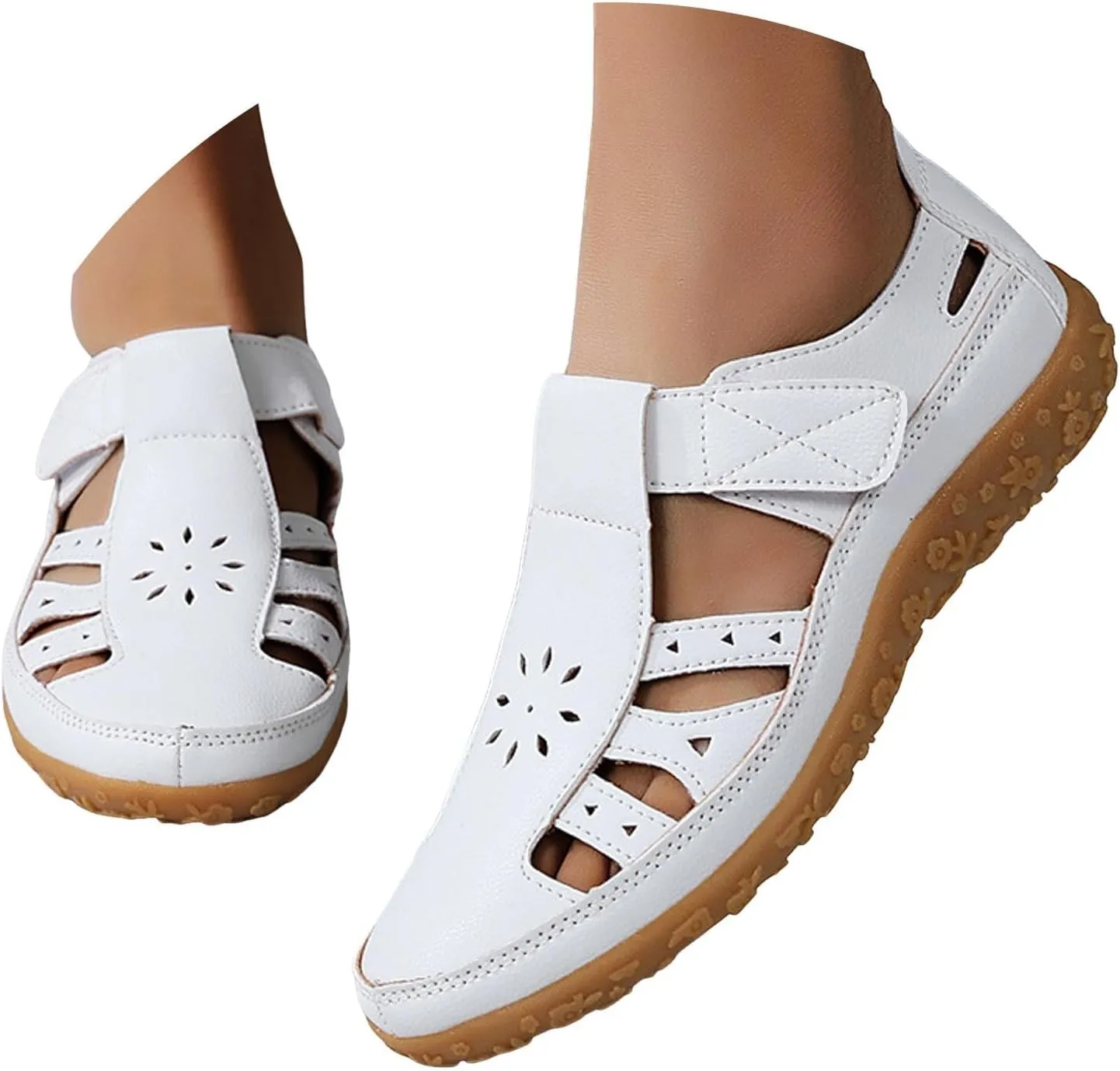 Orthopedic Loafers for Women Summer Dressy 2025 Casual Closed Toe sandal womens Leather Comfortable Soft Sole Ankle Strap Orthotic Beach Shoes Fashion Casual